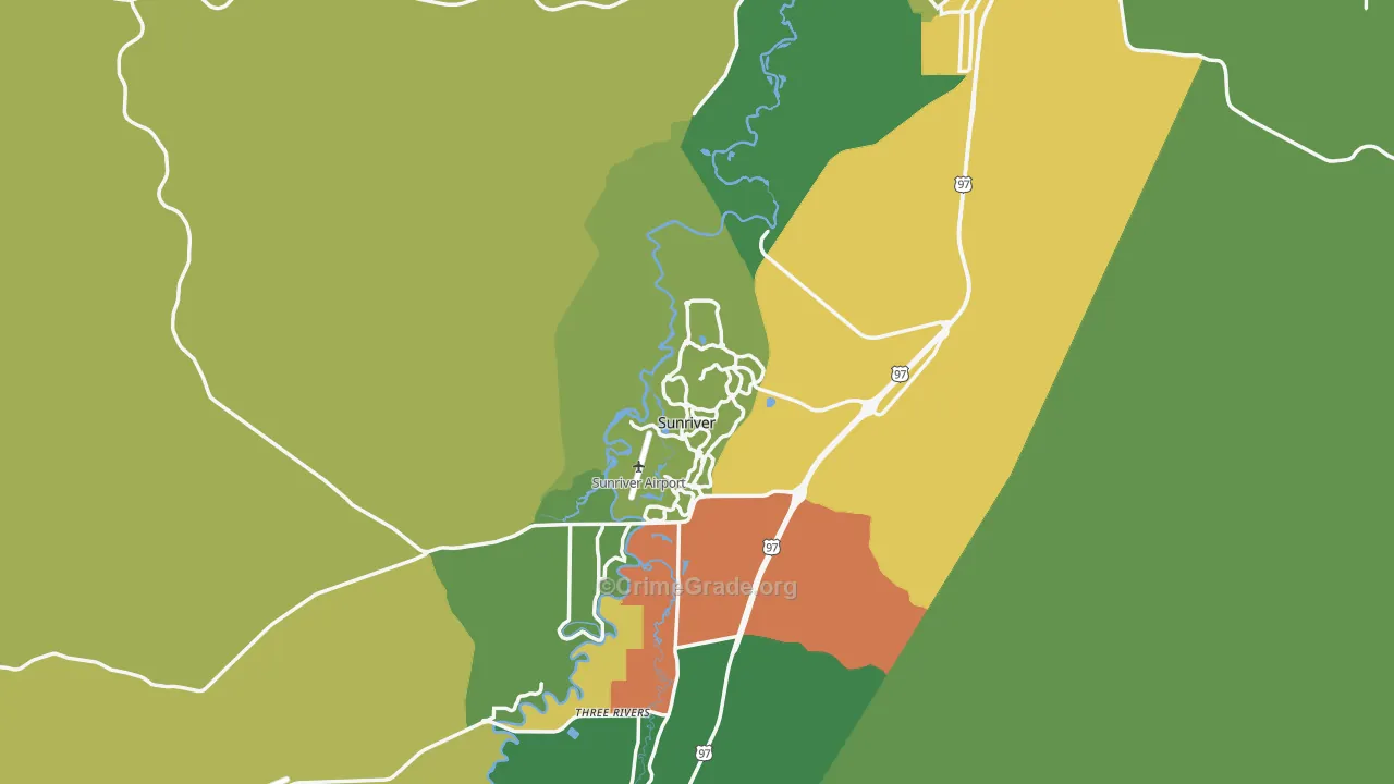 Sunriver, OR Map of Vandalism Rates