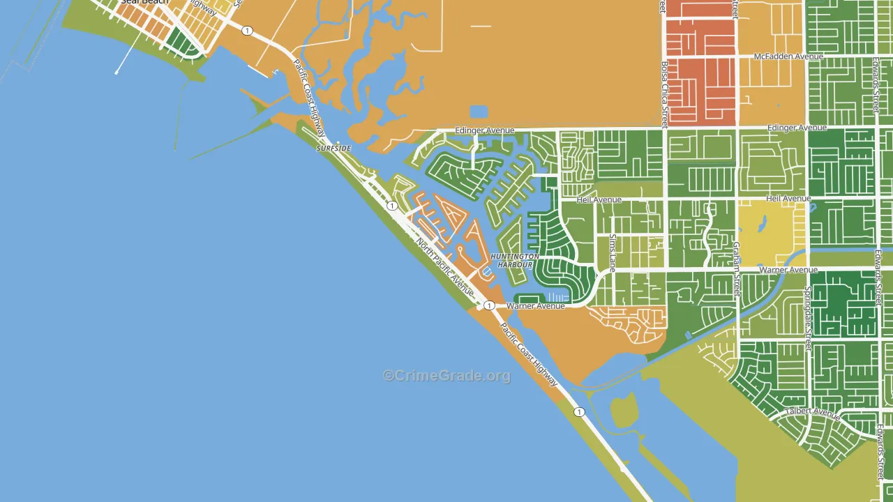 Sunset Beach, CA Map of Vandalism Rates
