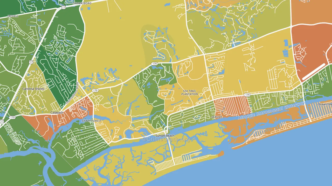 Sunset Beach, NC Map of Vandalism Rates