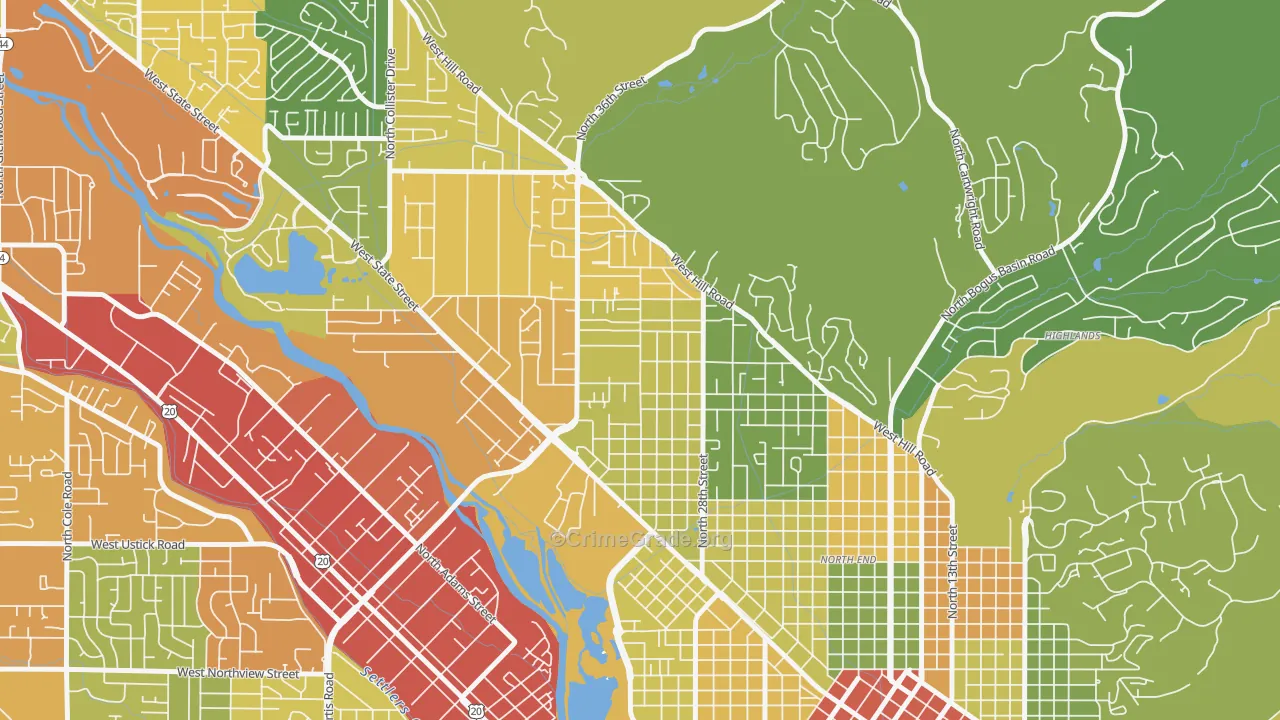 Sunset, Boise, ID Map of Vandalism Rates