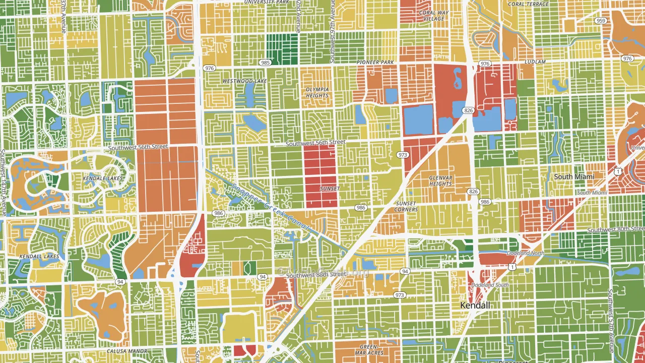 Sunset, FL Map of Vandalism Rates