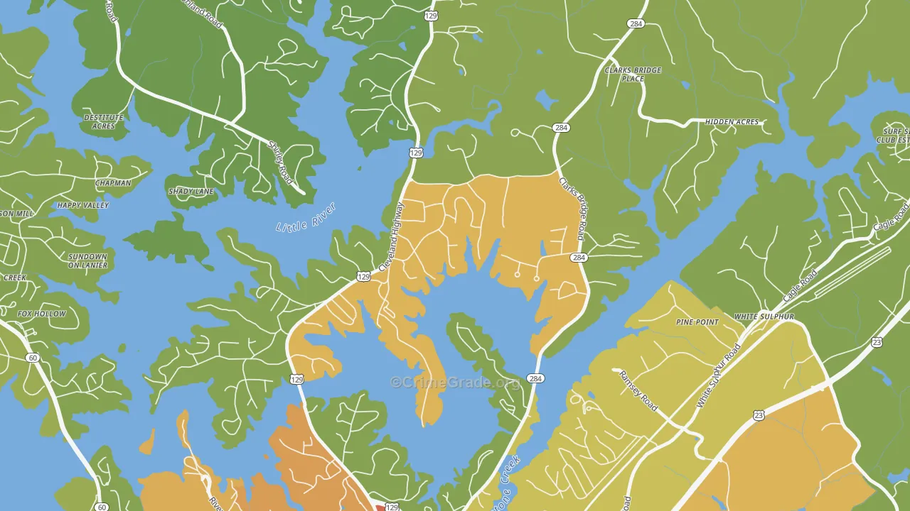 Sunset Heights, GA Map of Vandalism Rates