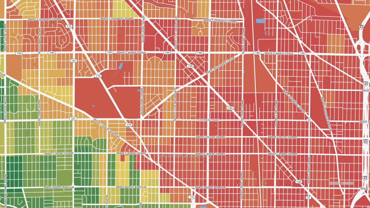Sunset Heights, Milwaukee, WI Map of Vandalism Rates