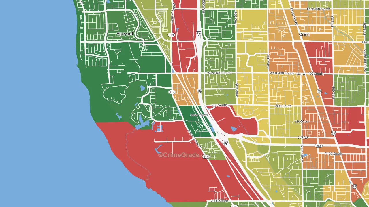 Sunset Heights, Orem, UT Map of Vandalism Rates