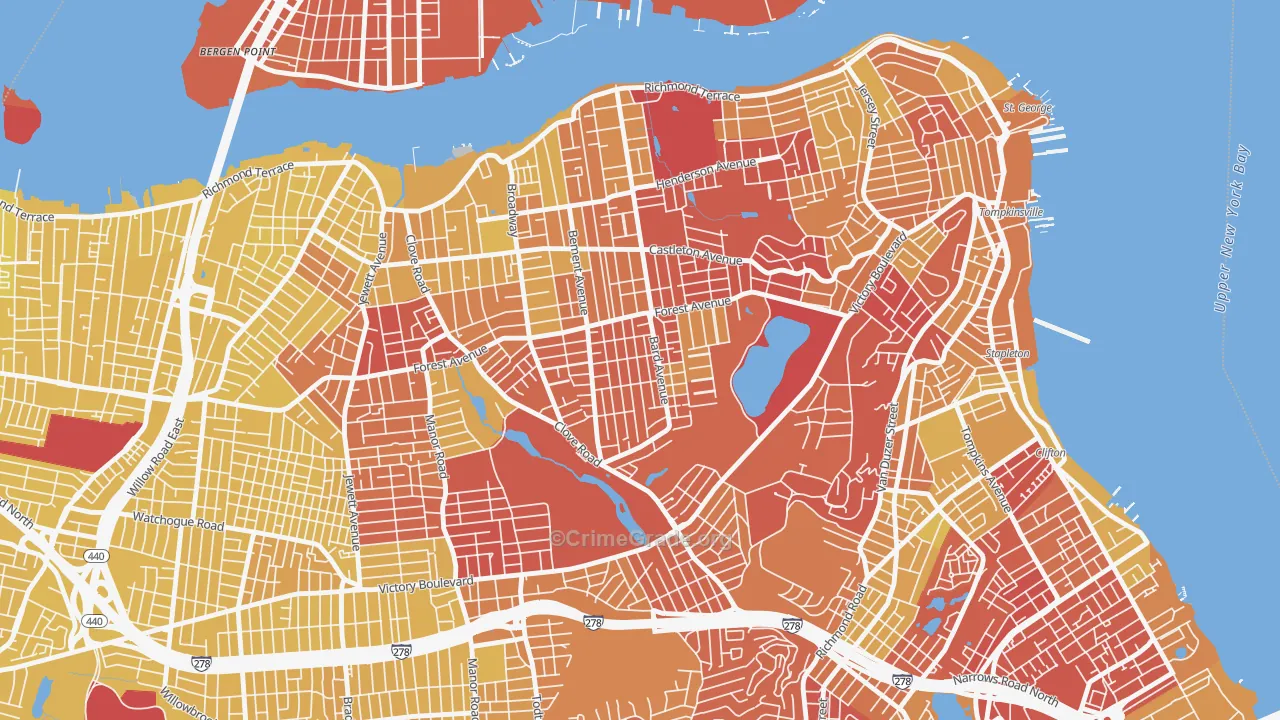 Sunset Hill, Staten Island, NY Map of Vandalism Rates