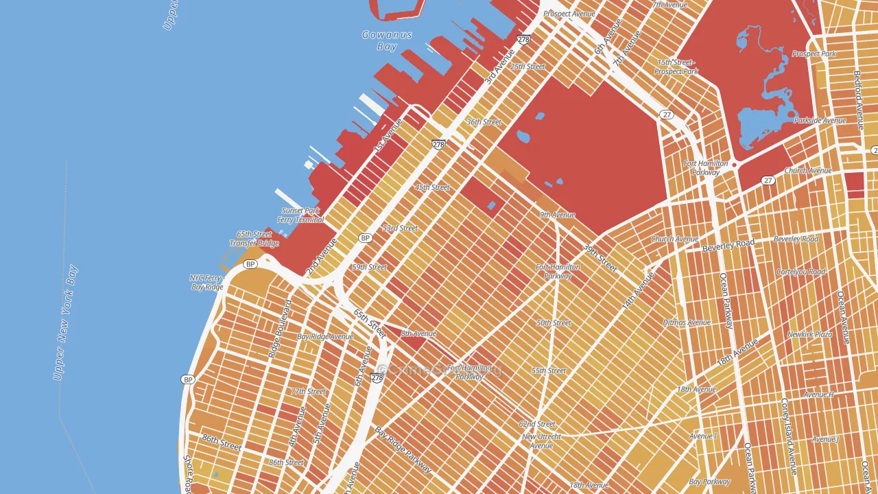 Sunset Park, Brooklyn, NY Map of Vandalism Rates