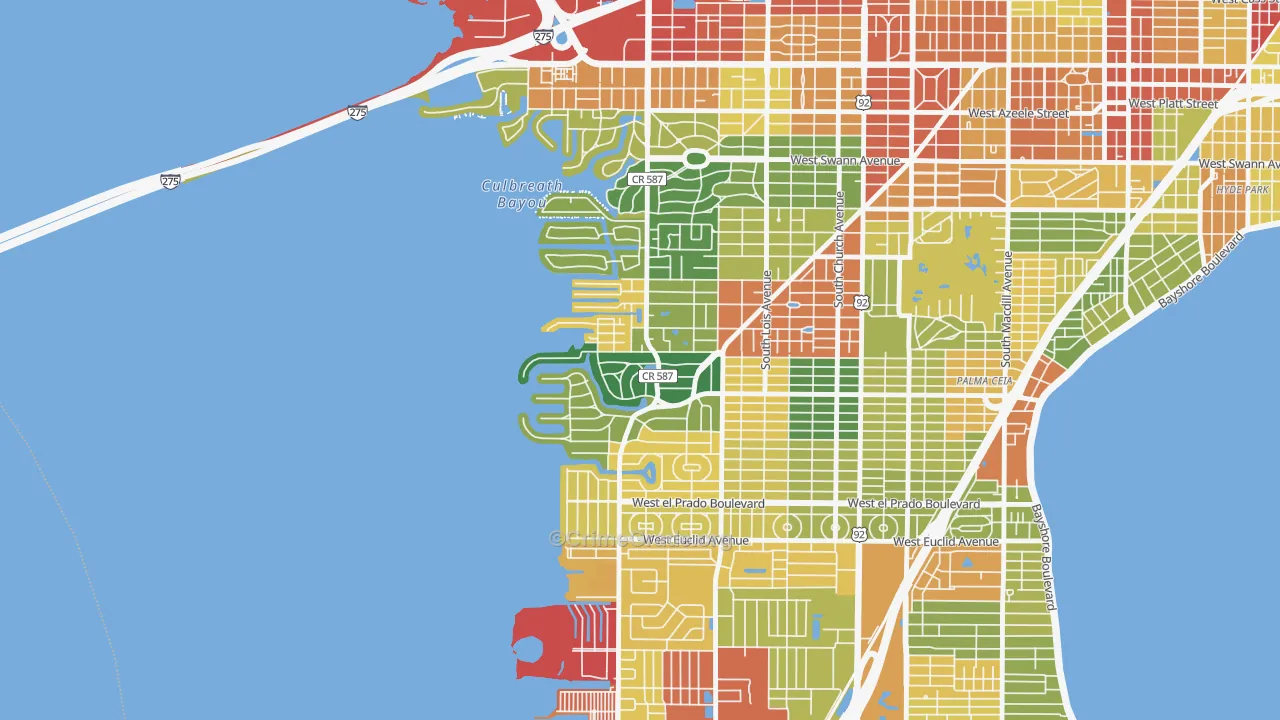 Sunset Park, Tampa, FL Map of Vandalism Rates