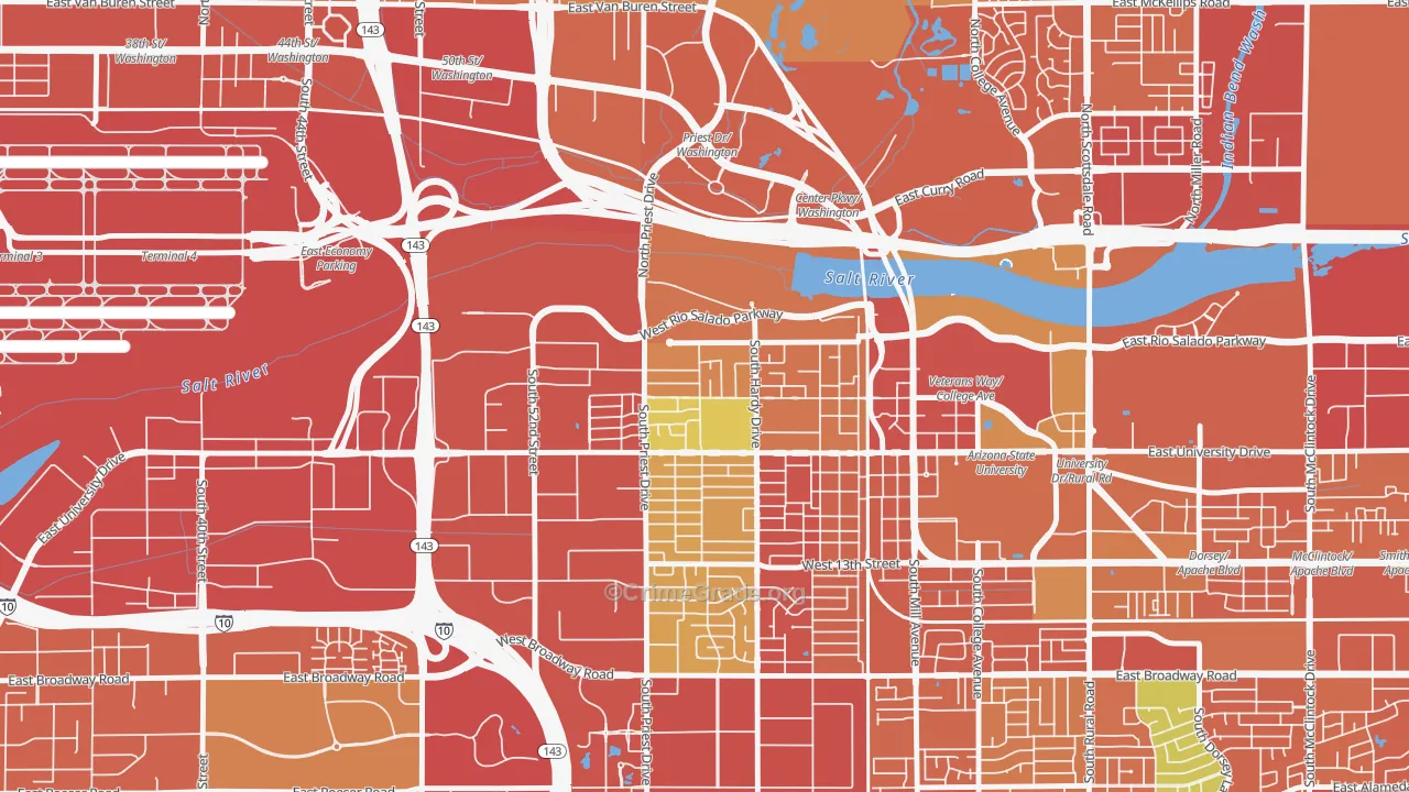 Sunset, Tempe, AZ Map of Vandalism Rates