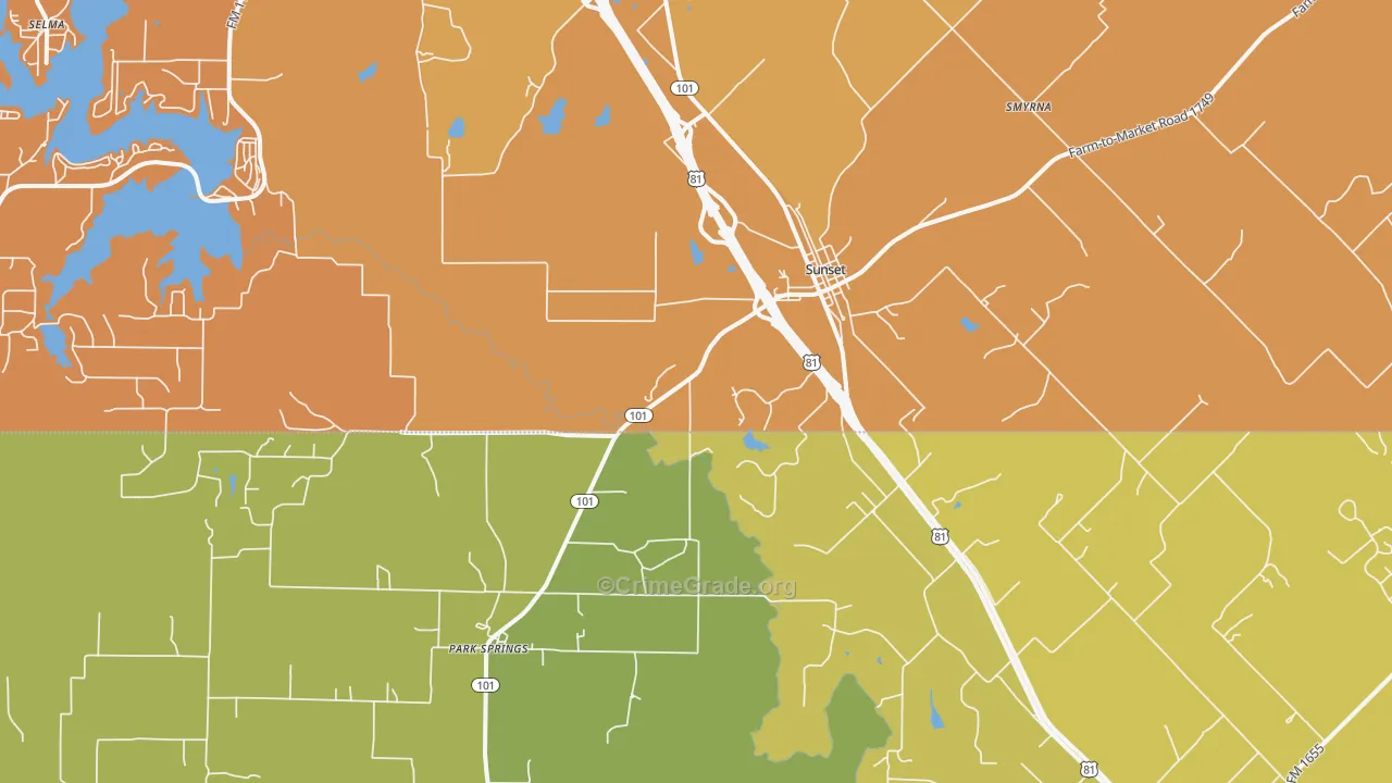 Sunset, TX Map of Vandalism Rates