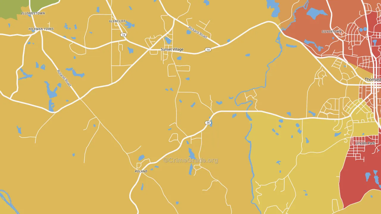 Sunset Village, GA Map of Vandalism Rates