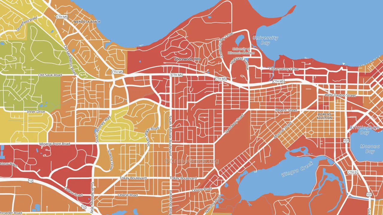 Sunset Village, Madison, WI Map of Vandalism Rates