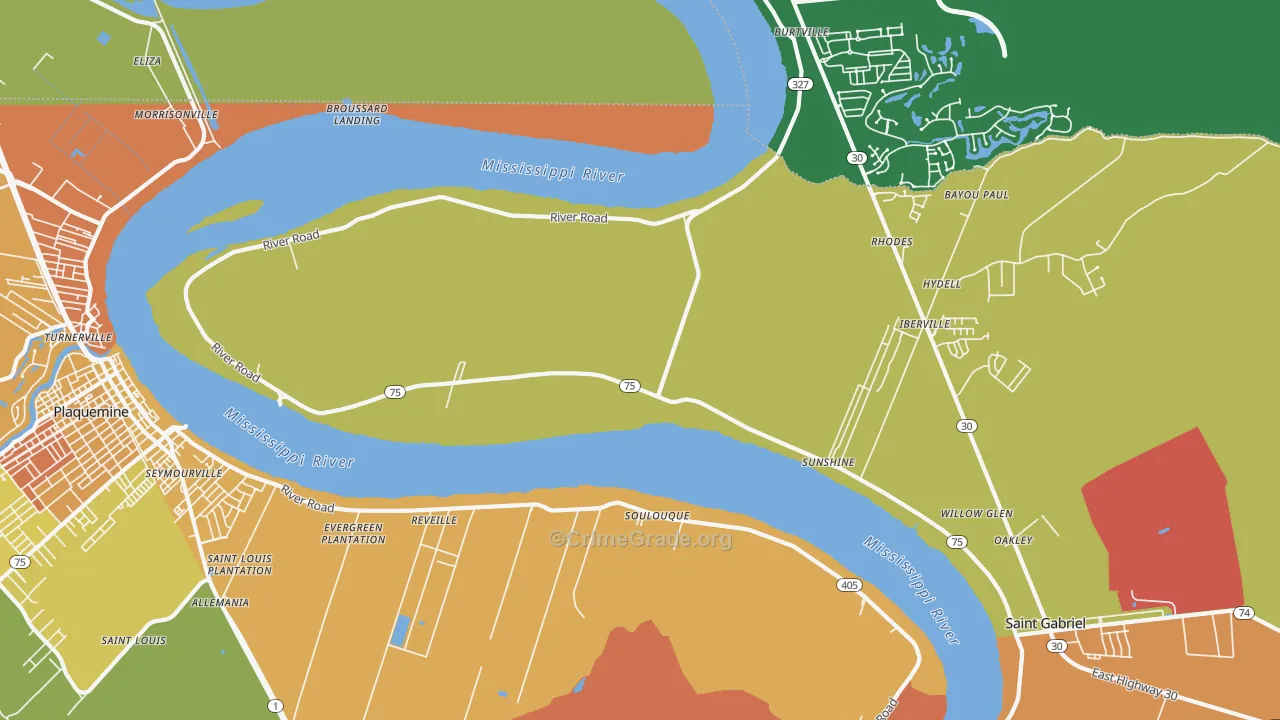 Sunshine, LA Map of Vandalism Rates