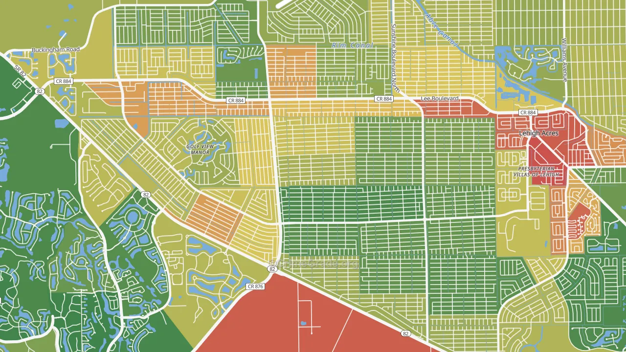 Sunshine, Lehigh Acres, FL Map of Vandalism Rates