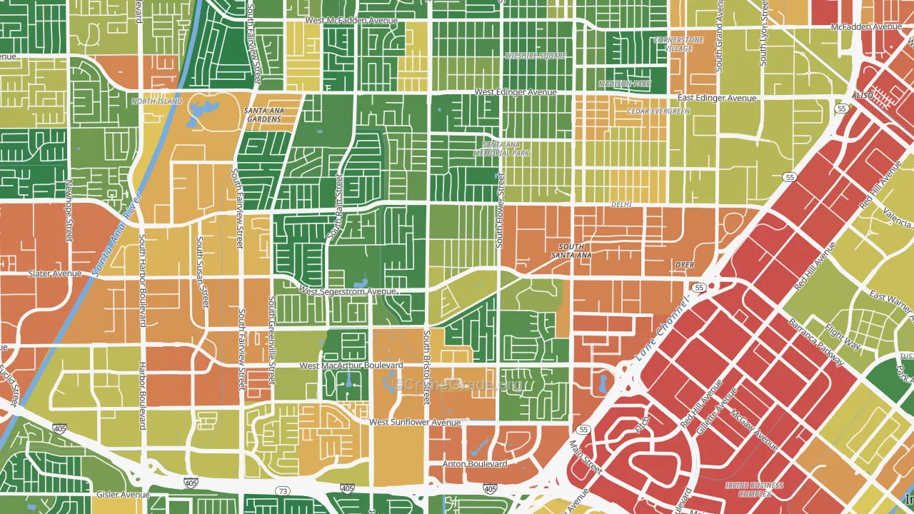 Sunwood Central, Santa Ana, CA Map of Vandalism Rates