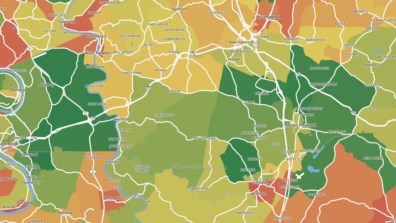 Superior, PA Map of Vandalism Rates