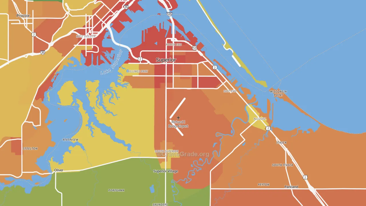 Superior, WI Map of Vandalism Rates