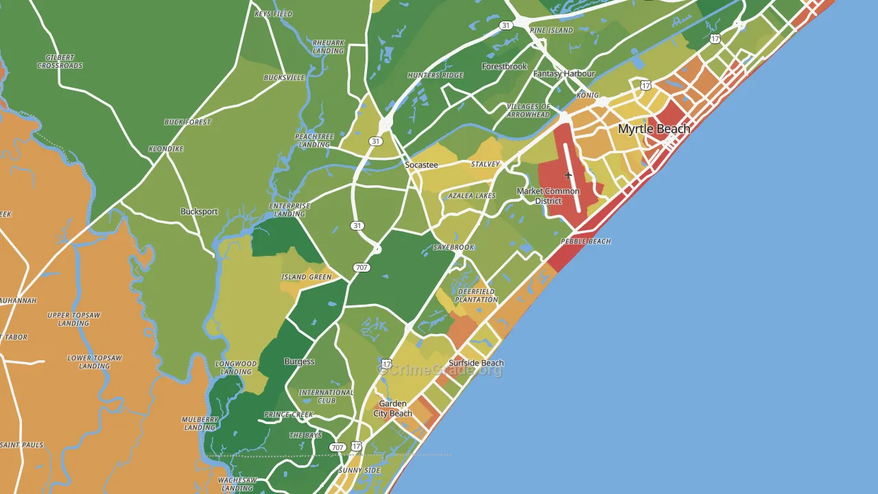 Surfside Beach, SC Map of Vandalism Rates