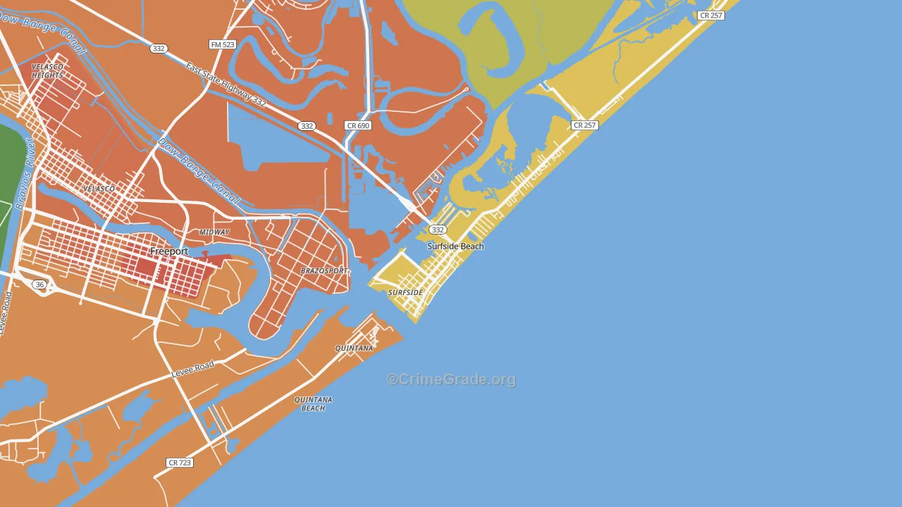 Surfside Beach, TX Map of Vandalism Rates