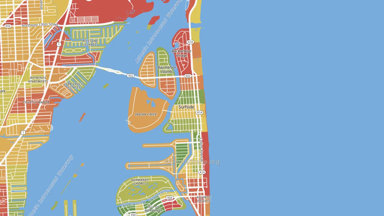 Surfside, FL Map of Vandalism Rates