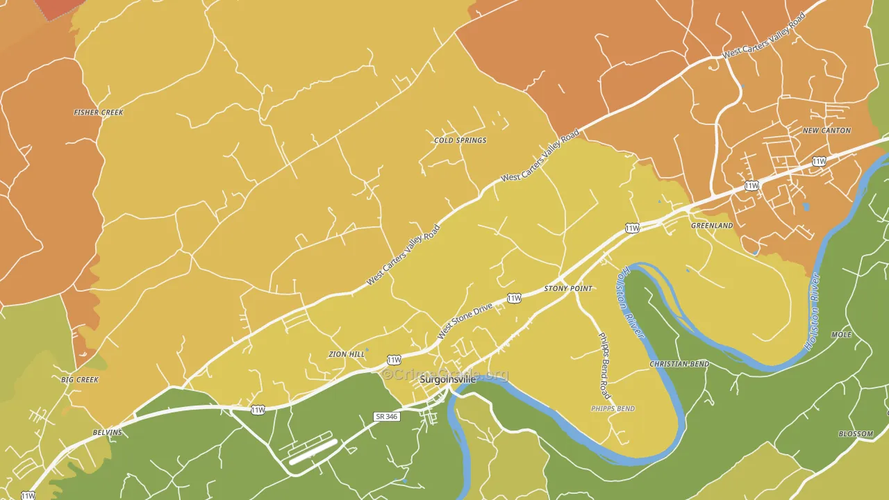 Surgoinsville, TN Map of Vandalism Rates