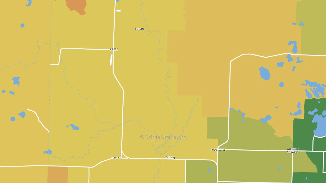 Suring, WI Map of Vandalism Rates