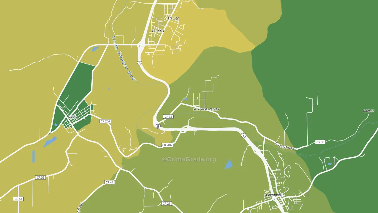 Surprise Valley, OR Map of Vandalism Rates
