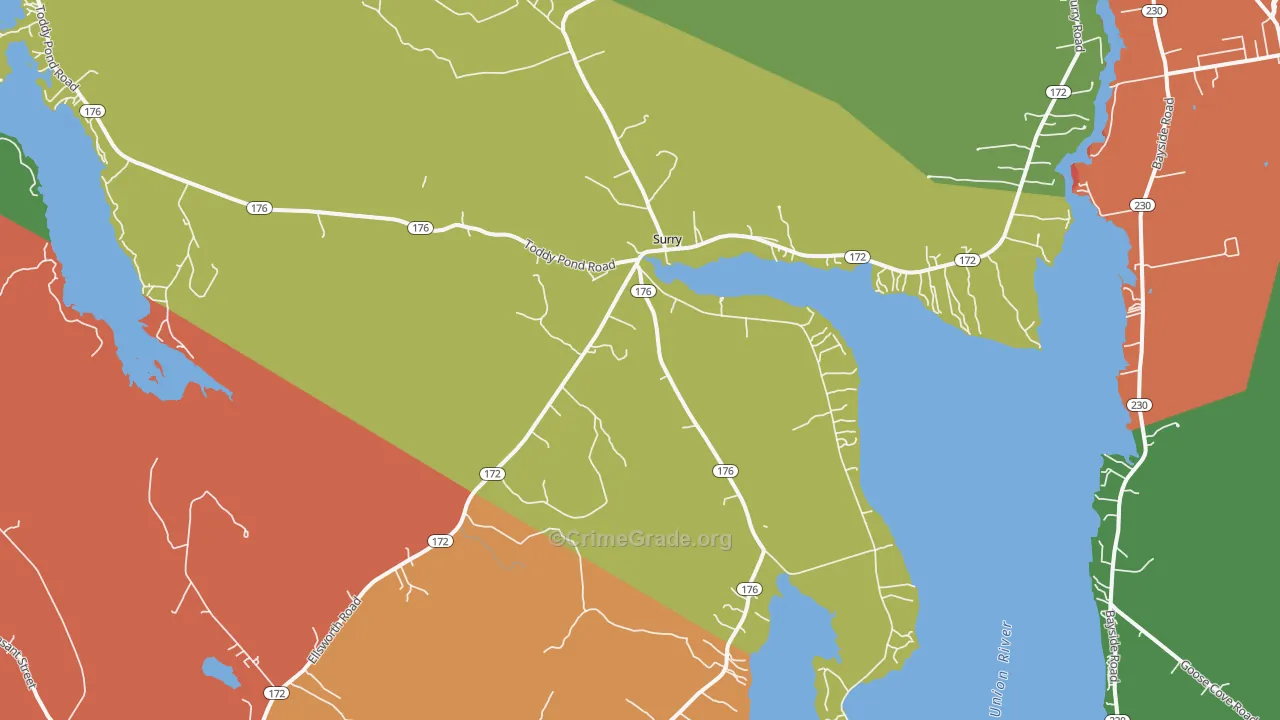Surry, ME Map of Vandalism Rates
