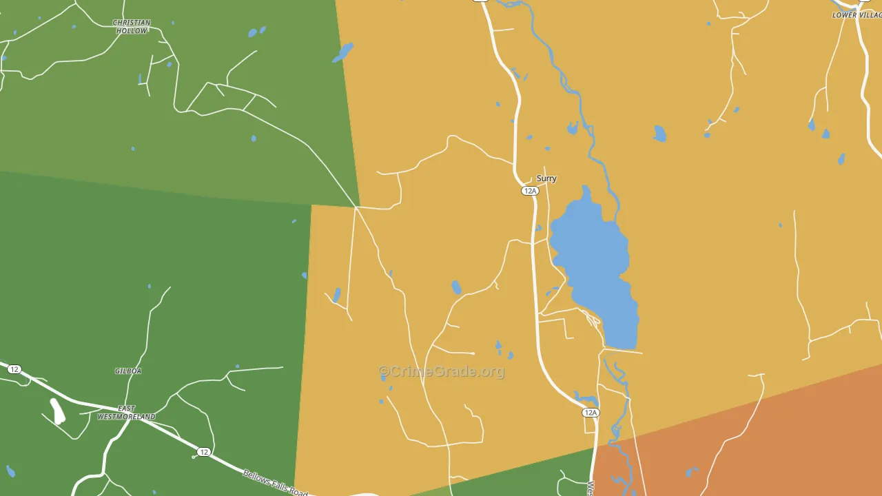 Surry, NH Map of Vandalism Rates