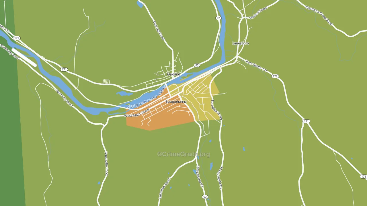 Susquehanna Depot, PA Map of Vandalism Rates