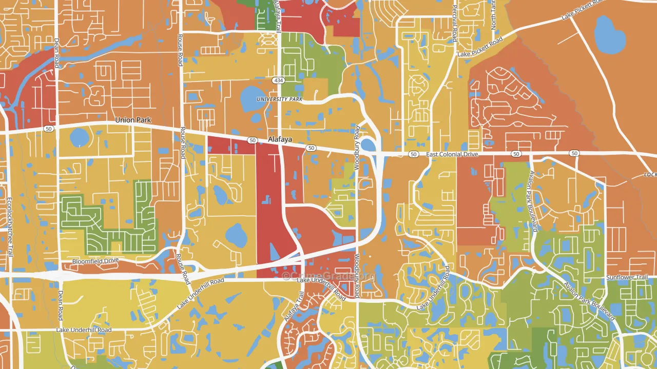 Sussex Place, Alafaya, FL Map of Vandalism Rates