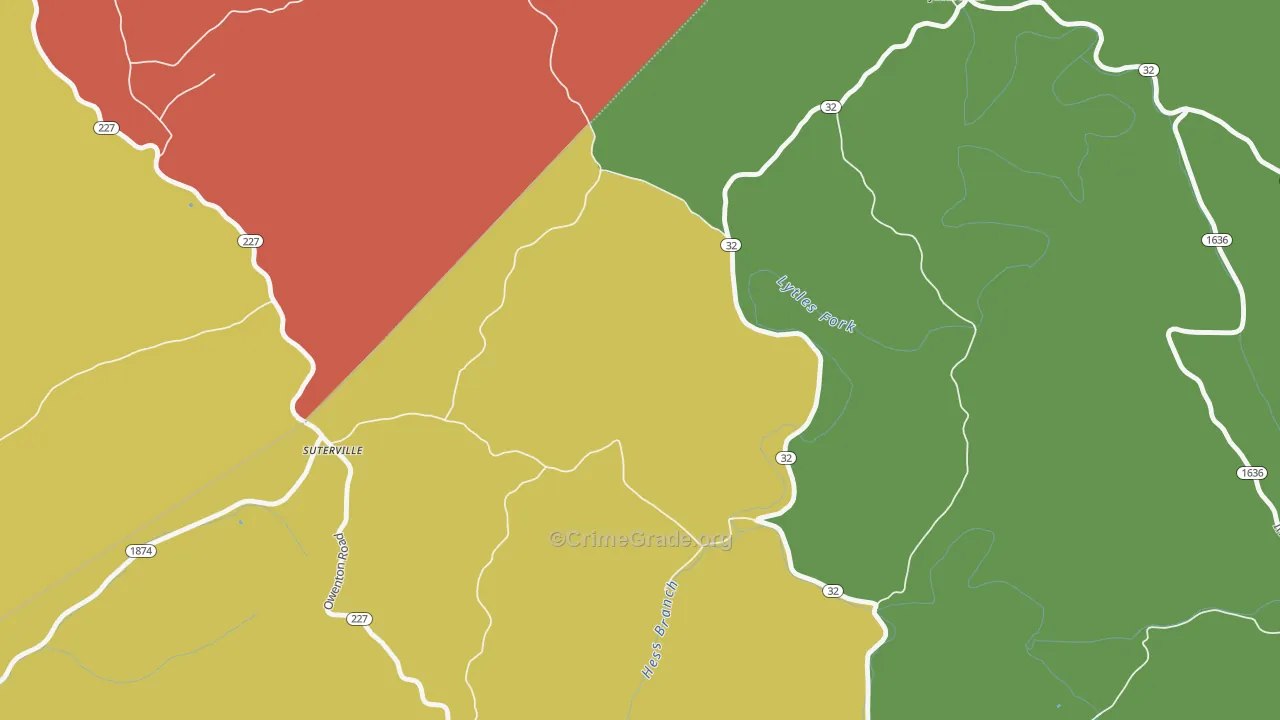 Suterville, KY Map of Vandalism Rates