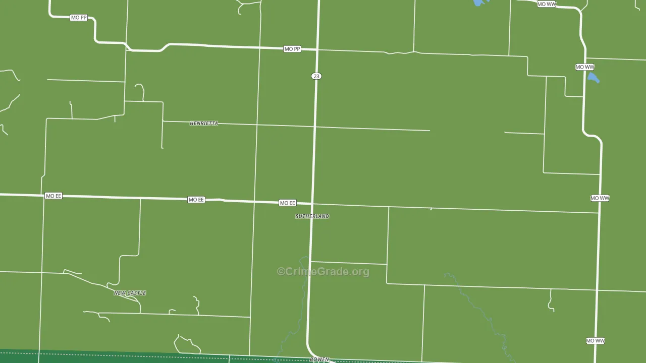 Sutherland, MO Map of Vandalism Rates