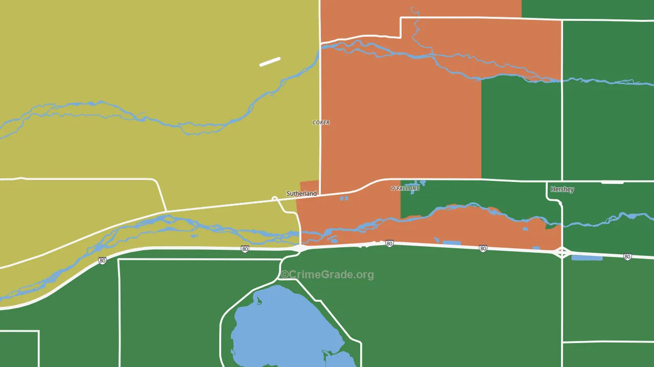 Sutherland, NE Map of Vandalism Rates