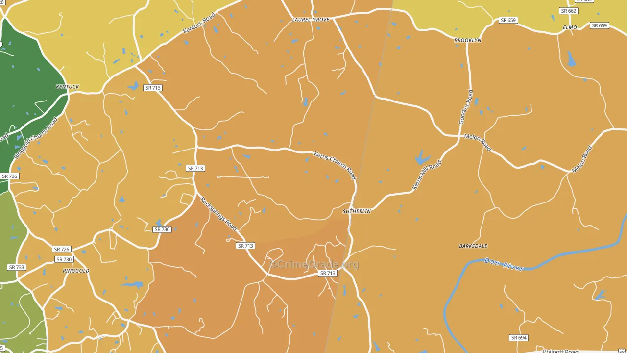 Sutherlin, VA Map of Vandalism Rates