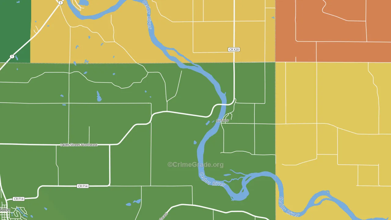Sutliff, IA Map of Vandalism Rates