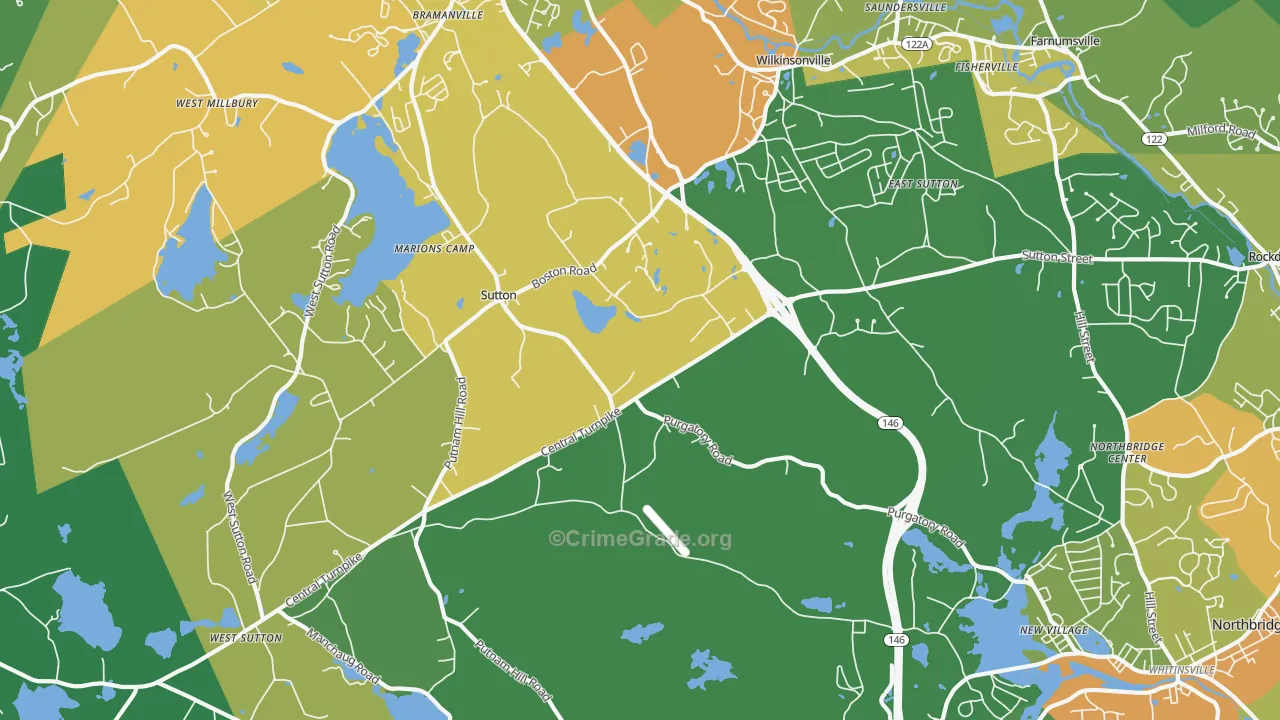 Sutton, MA Map of Vandalism Rates