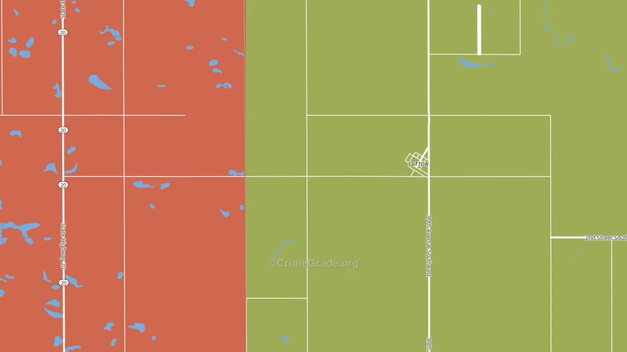 Sutton, ND Map of Vandalism Rates