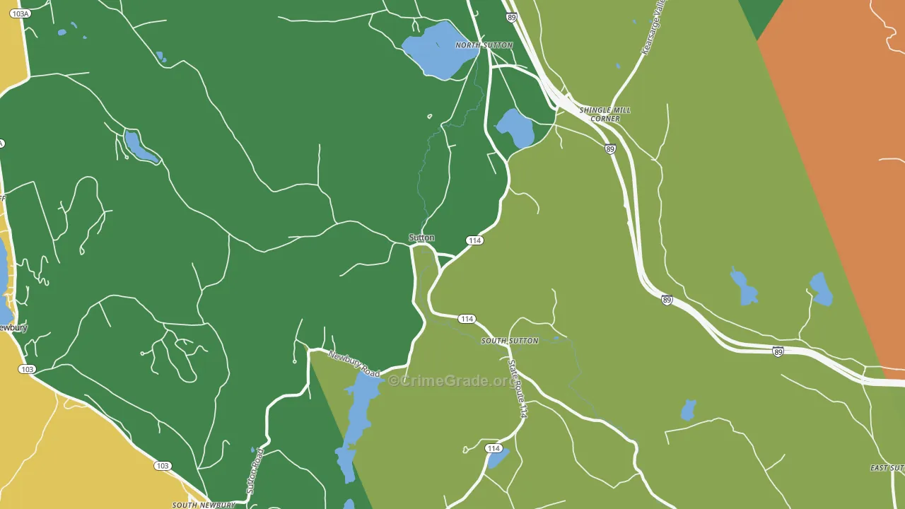Sutton, NH Map of Vandalism Rates