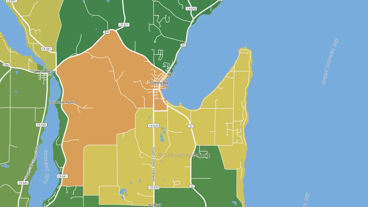 Suttons Bay, MI Map of Vandalism Rates
