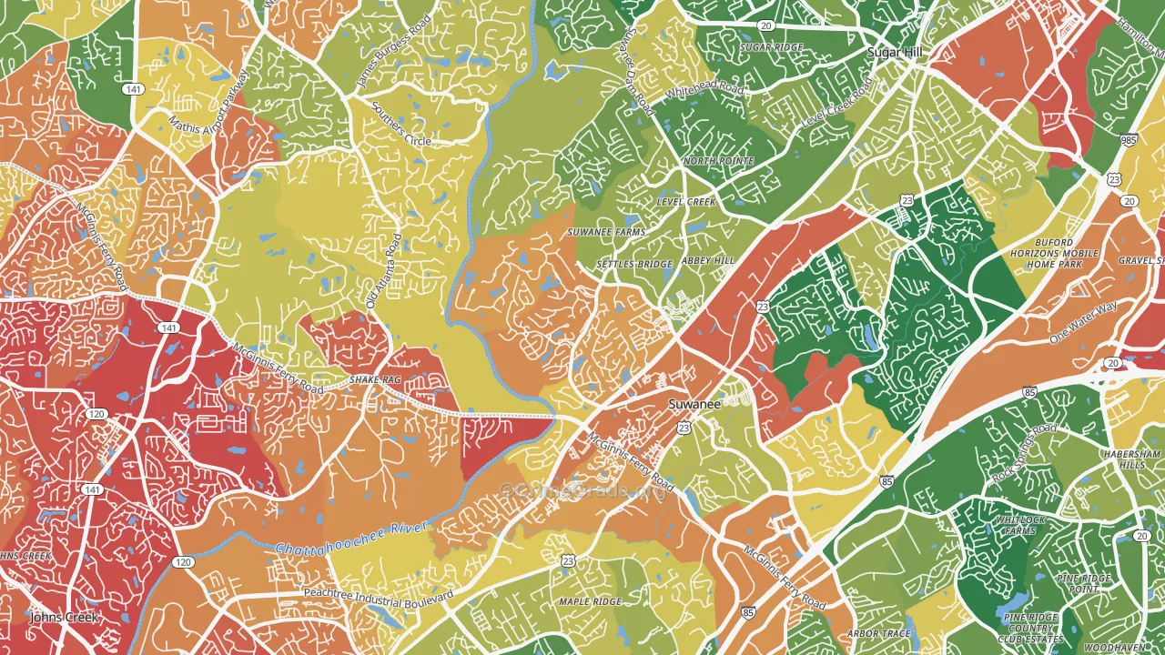 Suwanee, GA Map of Vandalism Rates