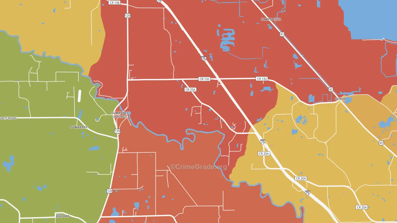Suwannee Springs, FL Map of Vandalism Rates