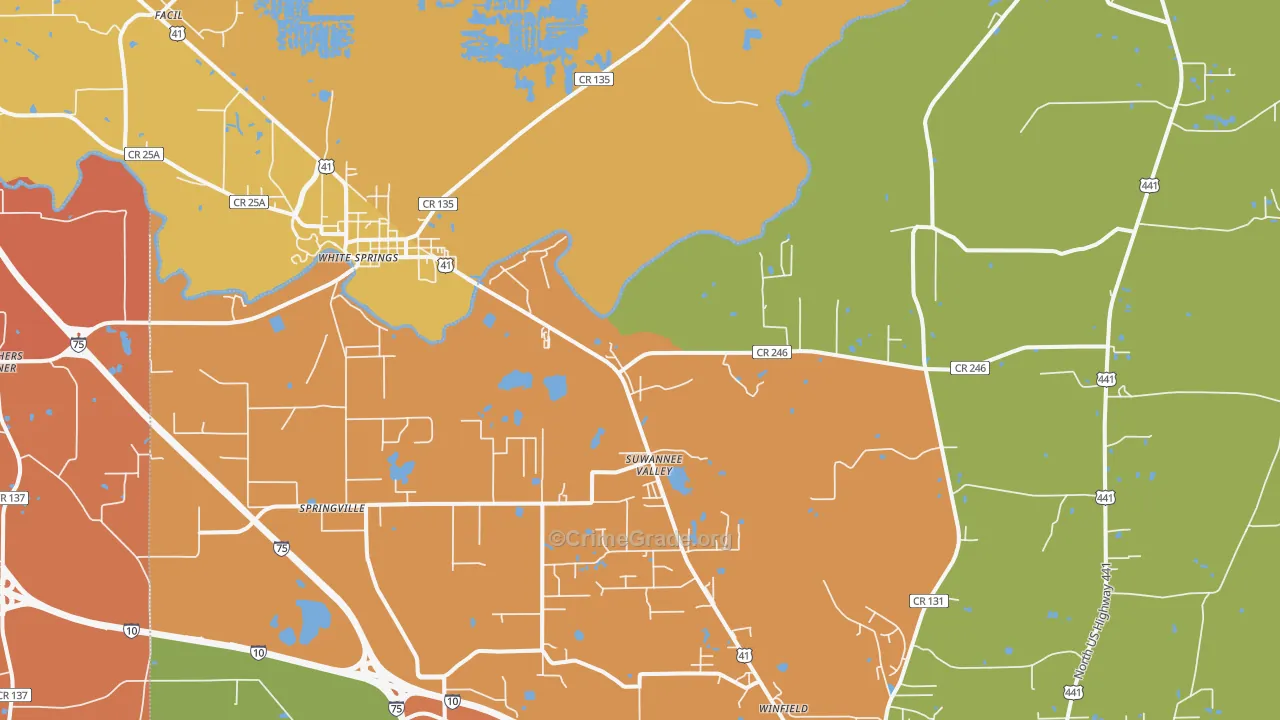 Suwannee Valley, FL Map of Vandalism Rates