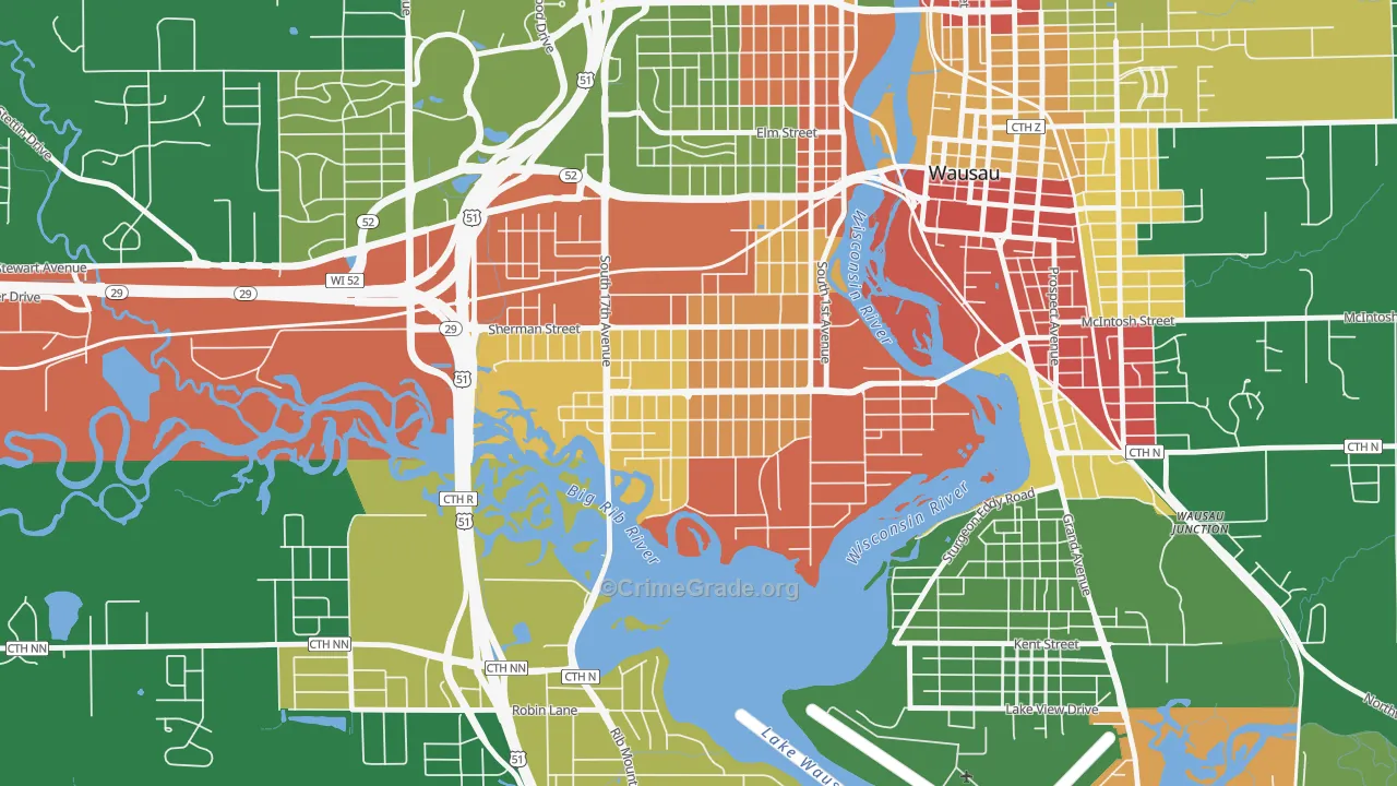 SW Jones, Wausau, WI Map of Vandalism Rates