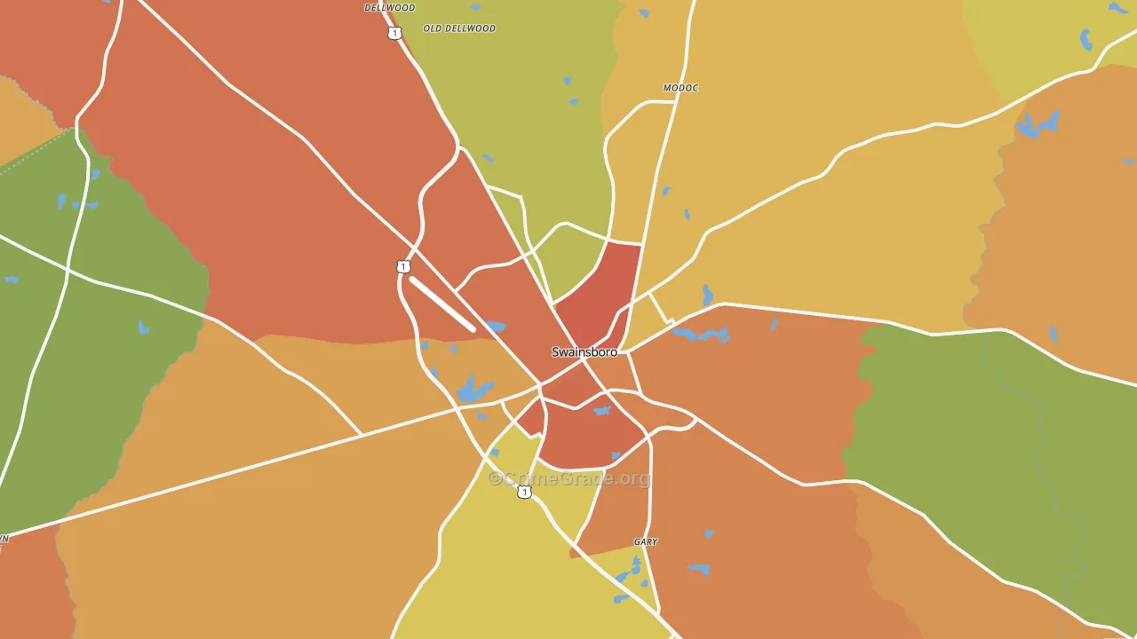 Swainsboro, GA Map of Vandalism Rates