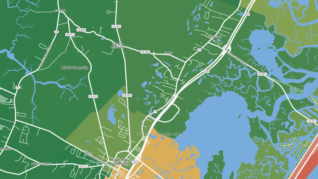 Swainton, NJ Map of Vandalism Rates
