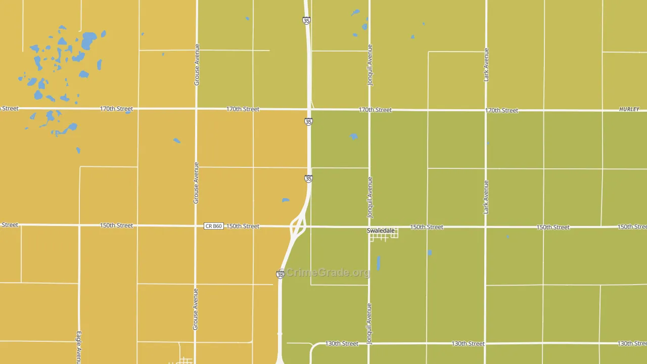 Swaledale, IA Map of Vandalism Rates