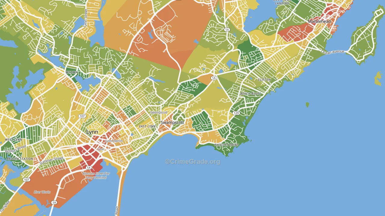 Swampscott, MA Map of Vandalism Rates