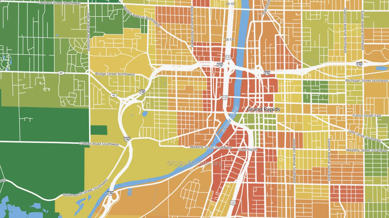 Swan, Grand Rapids, MI Map of Vandalism Rates