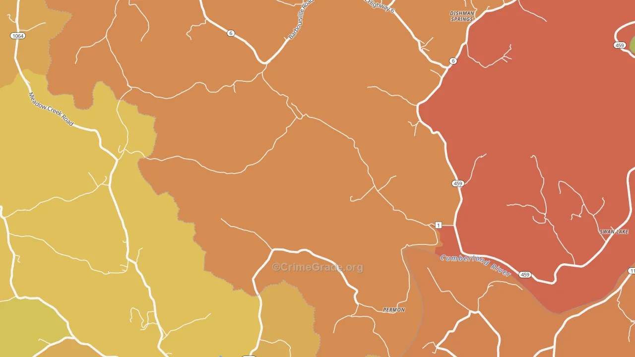 Swan Lake, KY Map of Vandalism Rates