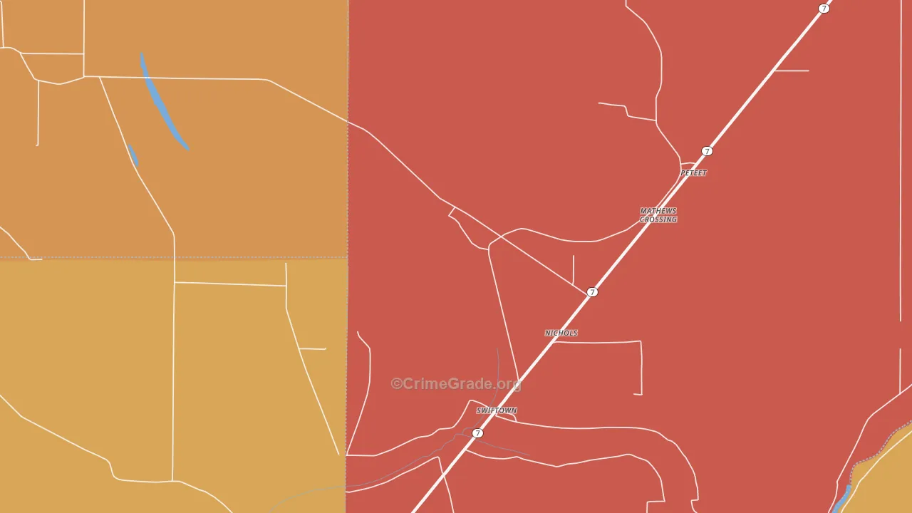 Swan Lake, MS Map of Vandalism Rates